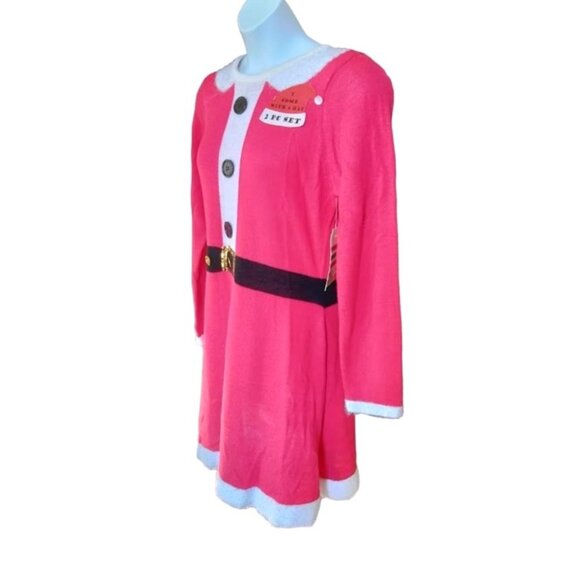 Allison Brittney Plus Size 1X Santa Red Knit Sweater Dress Christmas Holiday - Picture 3 of 10